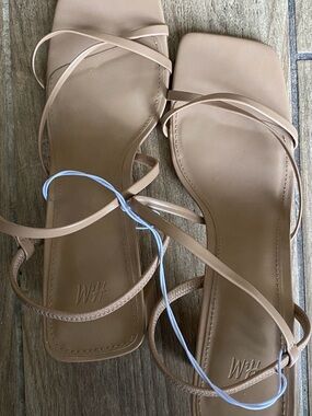 H&M Tan Strappy Square-Toe Wrap Sandals